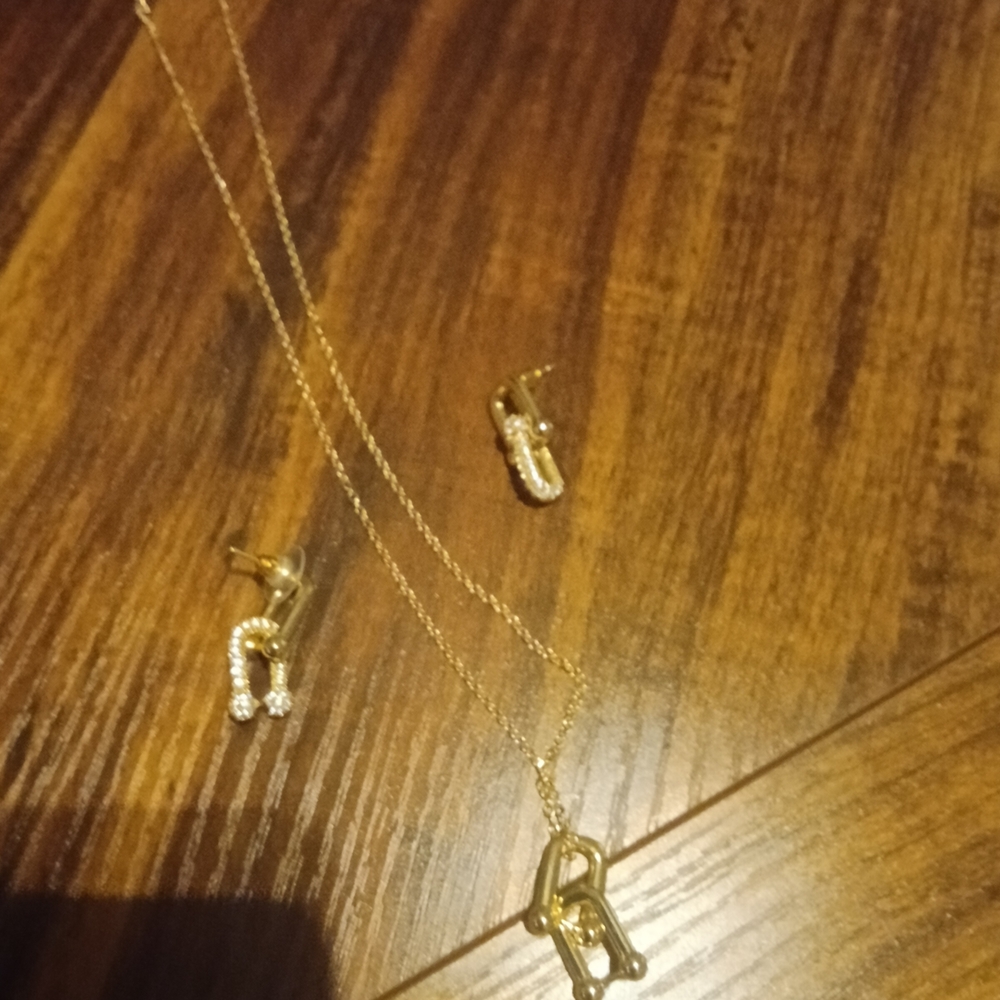 Gold Necklace and Earring Set